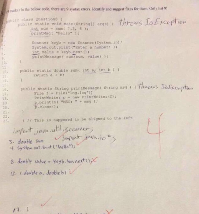  marks) Io the below code, there are 9 syntax errors. identify