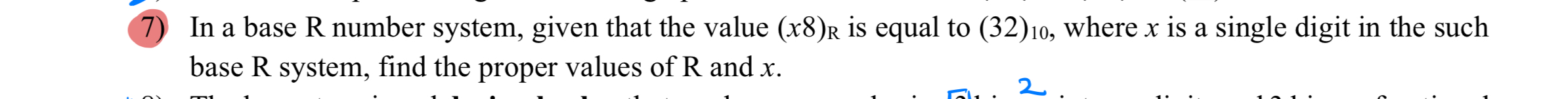  In a base R number system, given that the value (x8)R