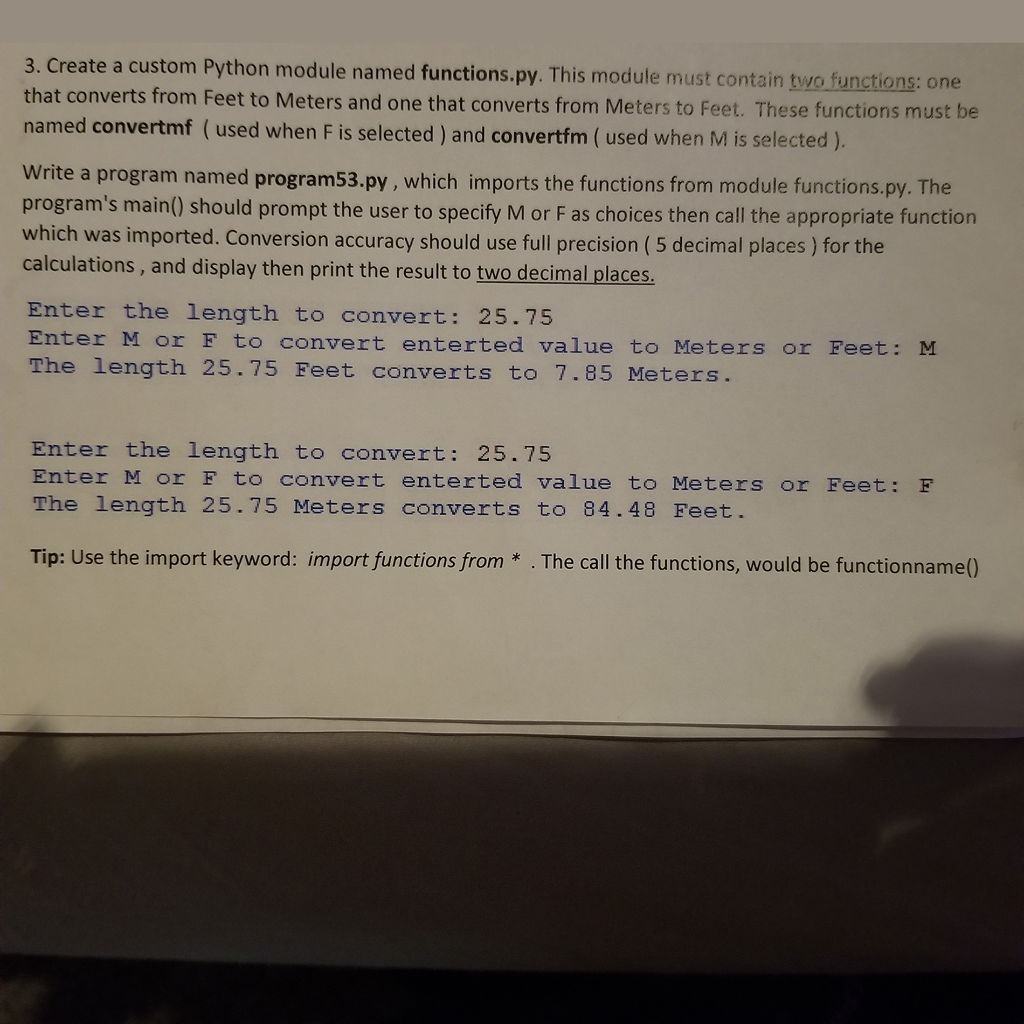  3. Create a custom Python module named functions.py. This module must