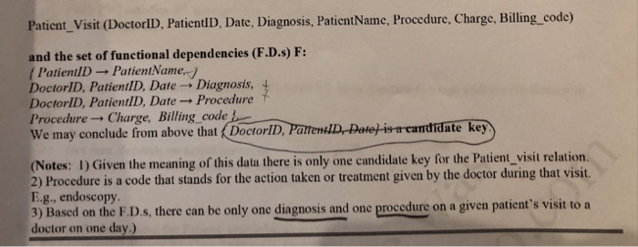  Please explain why E is the correct answer ? Patient_Visit (DoctoriD,