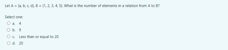 m elements, B be a set with n elements, and R be