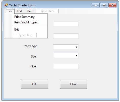print a summary report showing the total revenue, number of charters, and