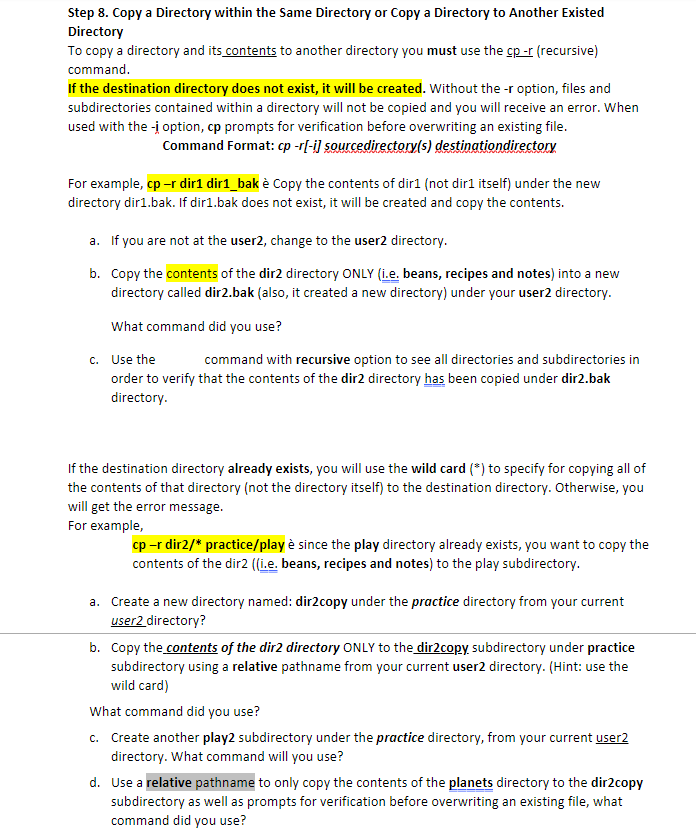 Step 8. Copy a Directory within the Same Directory or Copy