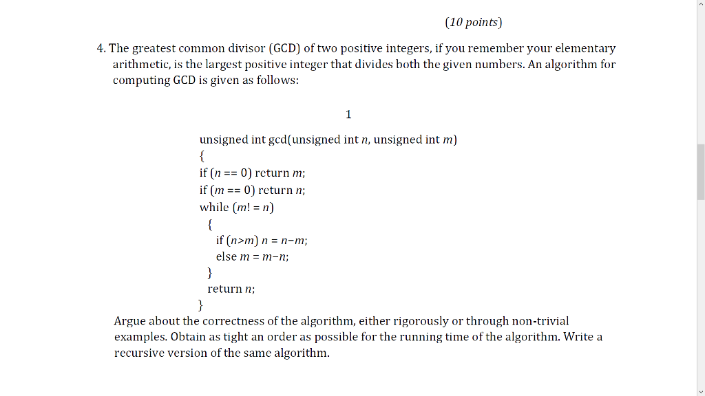 1. Correctness of given algorithm 2. Find the running time of the
