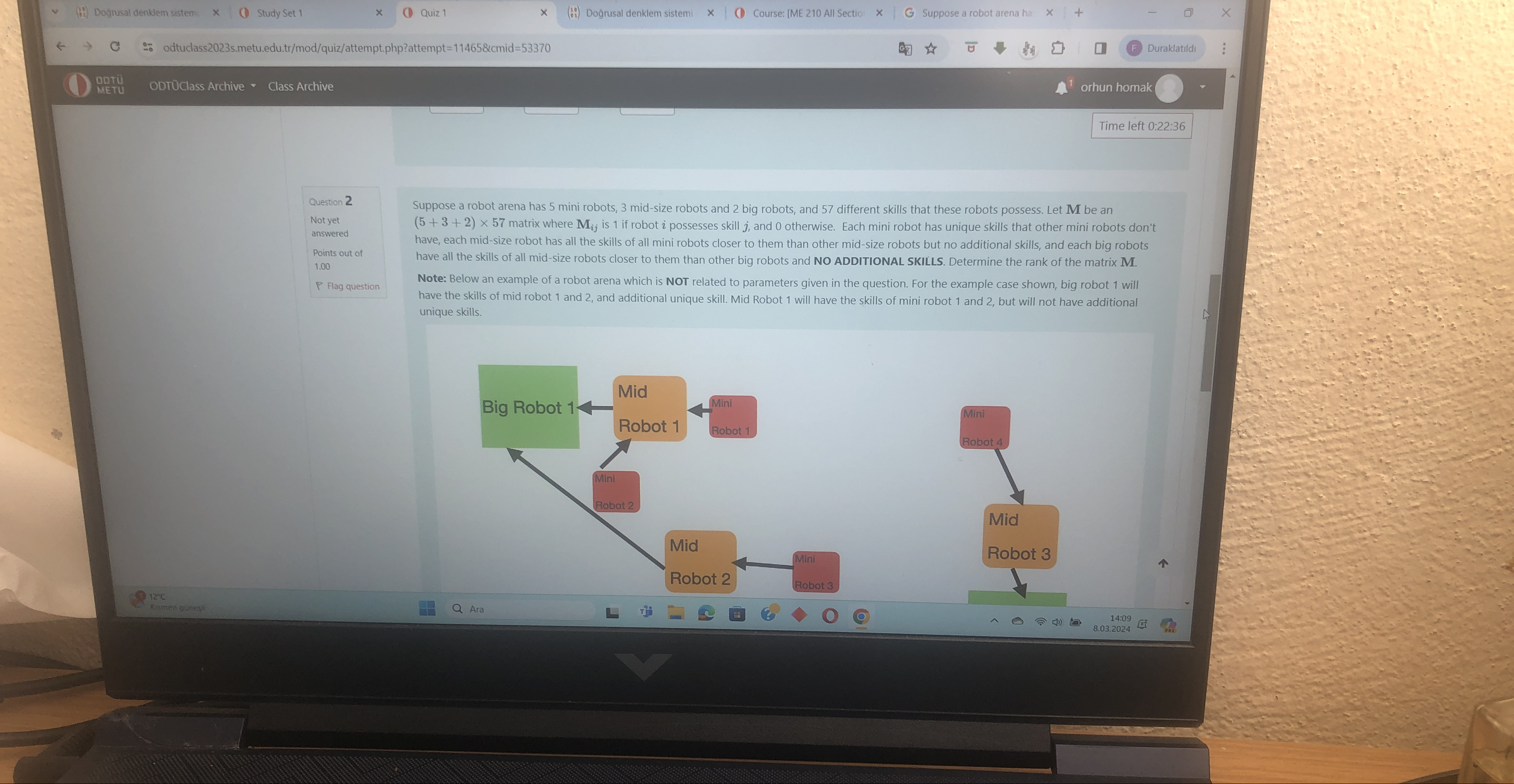  Time left 0:22:36 Question 2 Not yet answered Point Suppose a