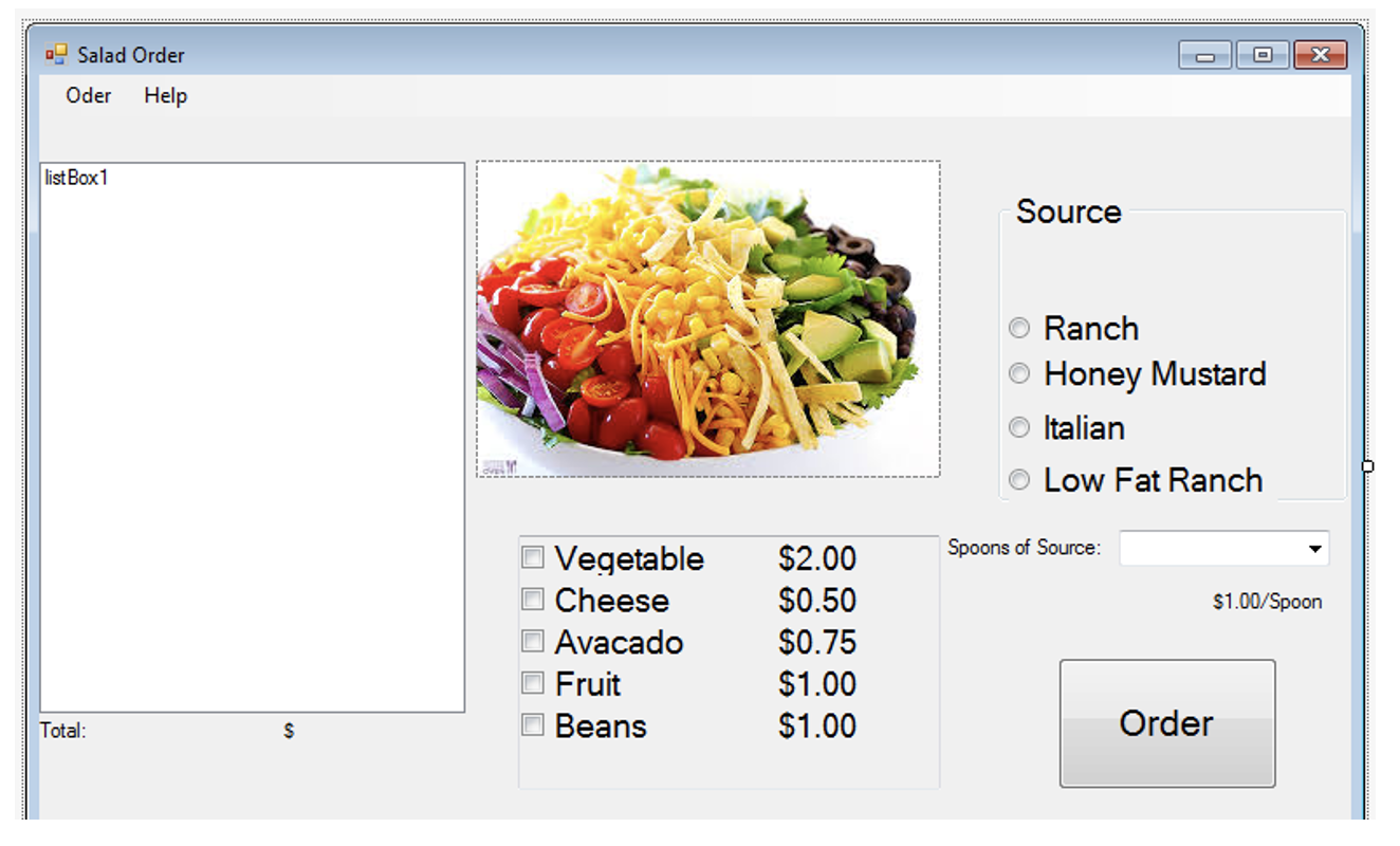 using Visual studio (include code for form1.designer.cs) build an application that helps