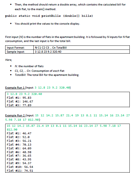 calculates the invoice of each flat in the apartment building. There are