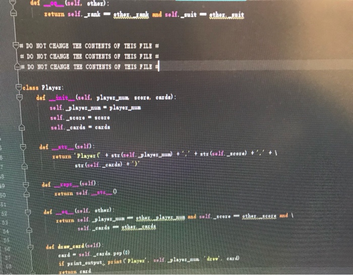 arguments, in this order 1. player 1: a Player object that represents
