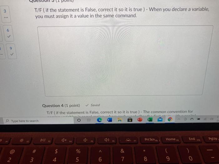  T/F (if the statement is False, correct it so it is