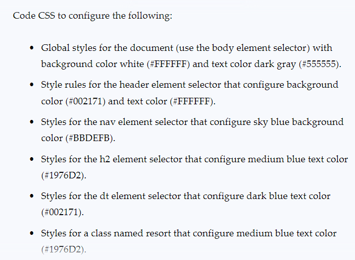  - Global styles for the document (use the body element selector)