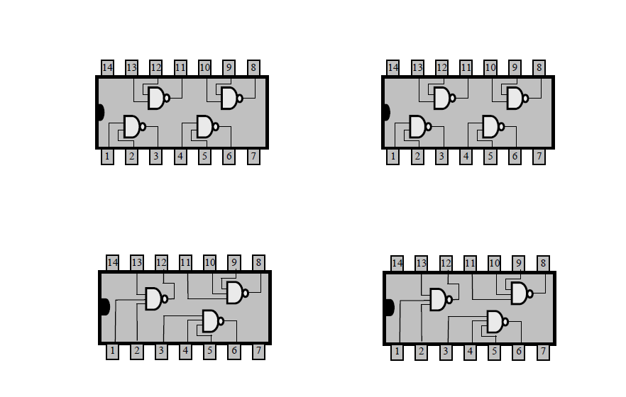  Using only the 4 chips (above six 3-input nands and 8