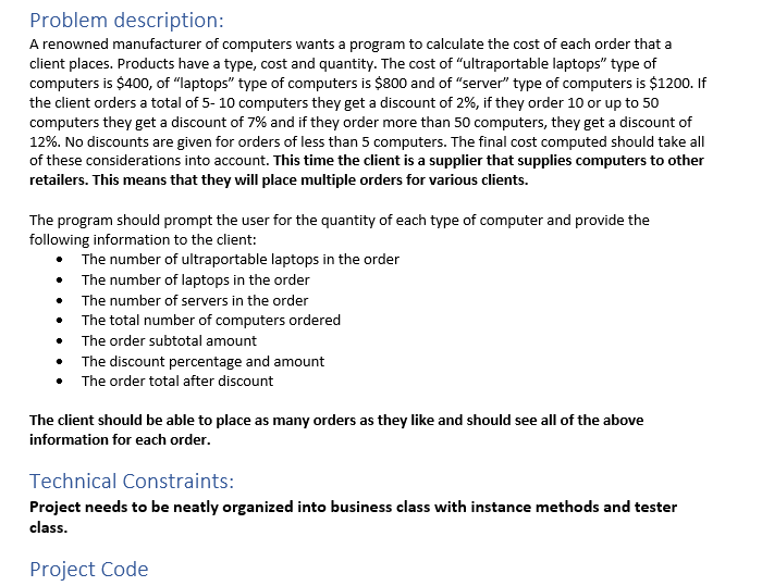 I am using Dr. Java for this code. Also, The code should