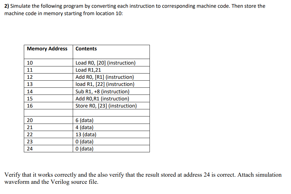 Solve By Verilog Code 2) Simulate the following program by converting each