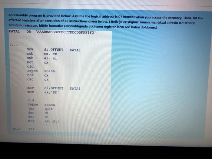 Subject is : microprocessor 8086 Please solve by Emu 8086 assembler