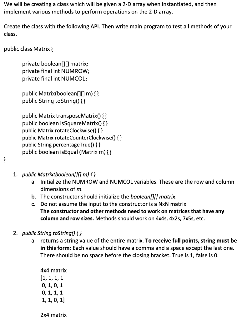 code, use JUnit 4. that's all the informations I got. Instructions: Review