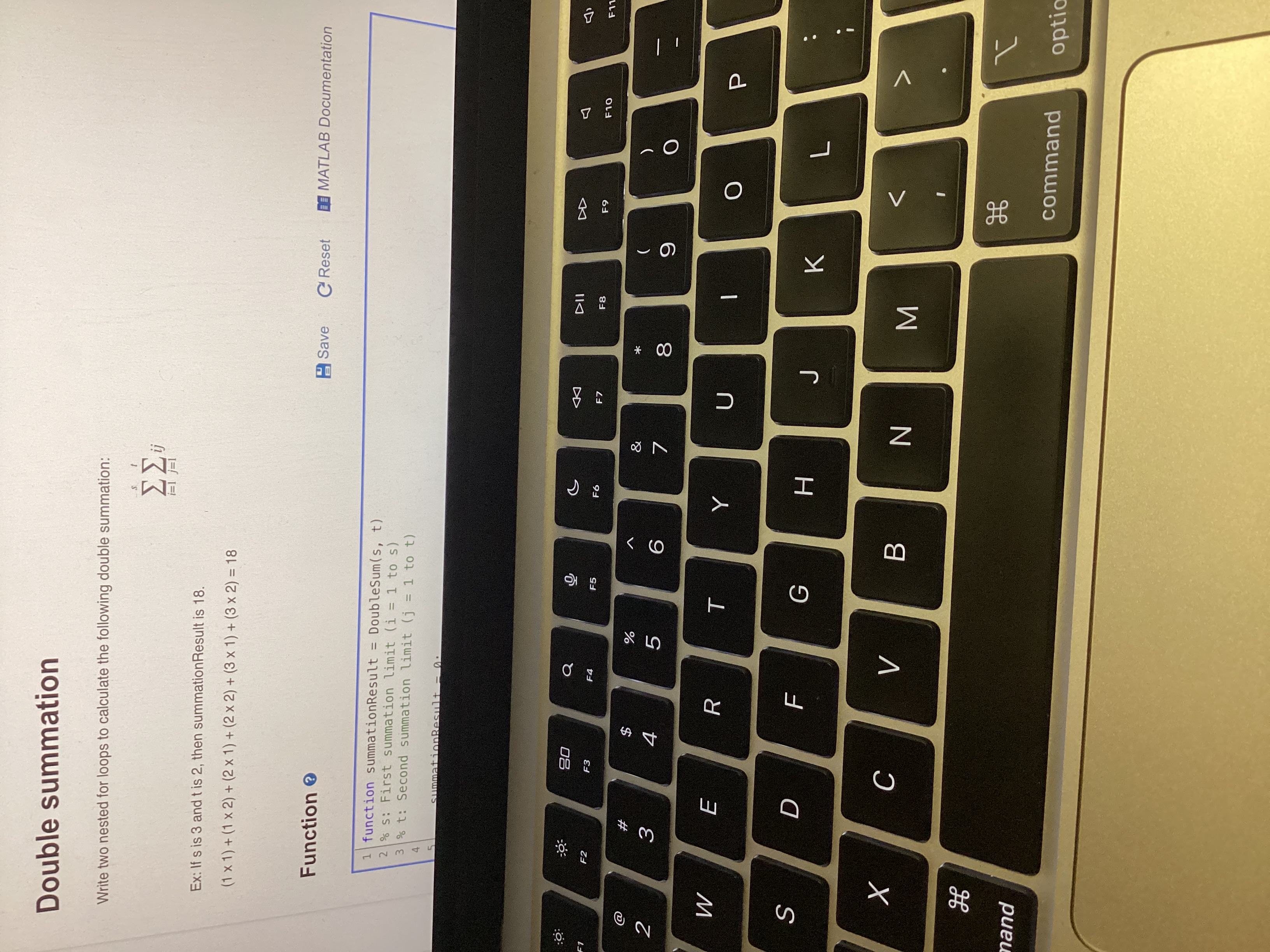  Double summation Write two nested for loops to calculate the following