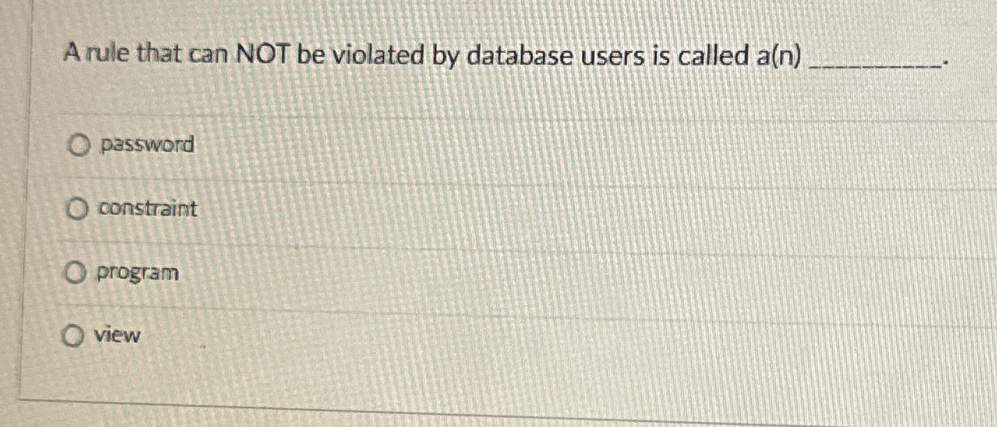 A rule that can NOT be violated by database users is