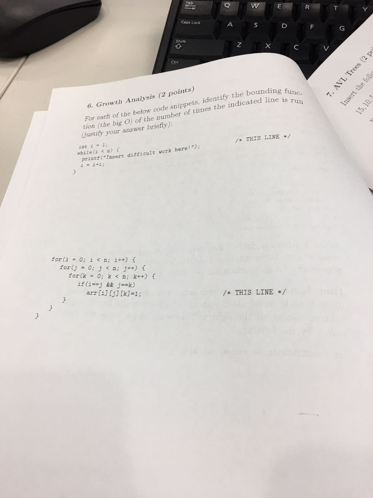 For each of the below code snippets, identify the bounding function