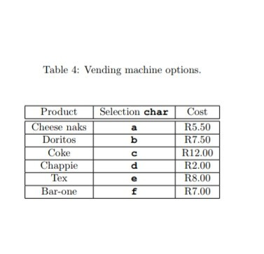write a c++ for the following, Task 3 (week 3) - Vending