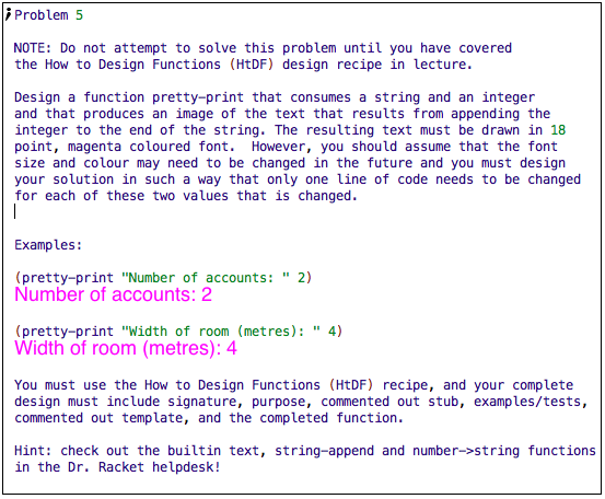 Design a function pretty-print that consumes a string and an integer