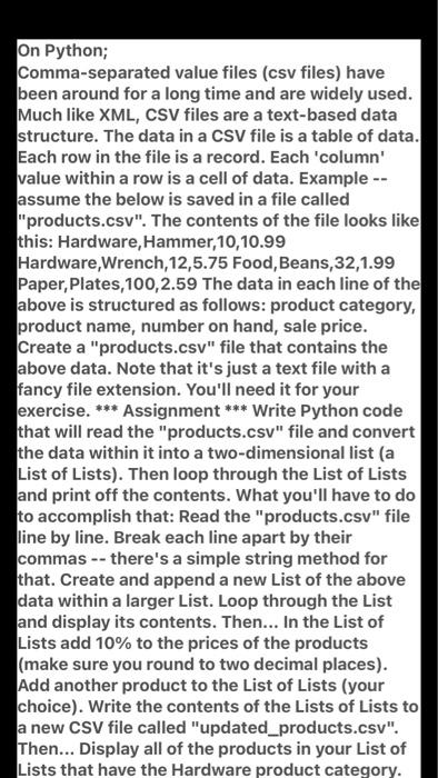  By importing csv On Python how to complete the following? On