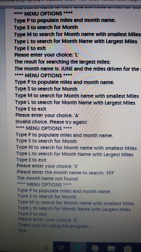 month names such as 'January. "February, etc. 2 MilesDriven This array contains