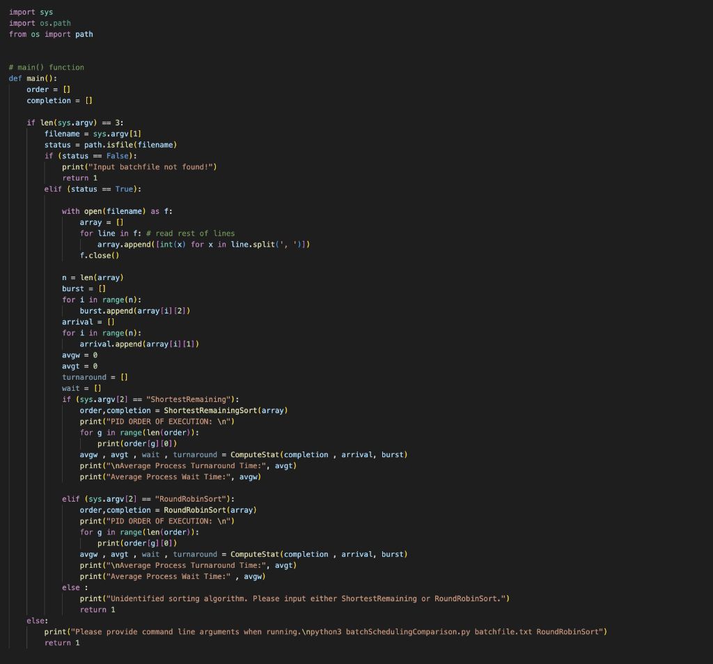 RoundRobinSort function? This is the batchfile- batchfile for this assignment located in