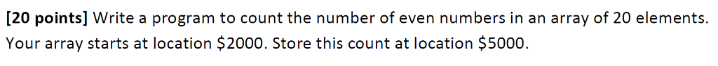  Please use Assembly Language Write a program to count the number