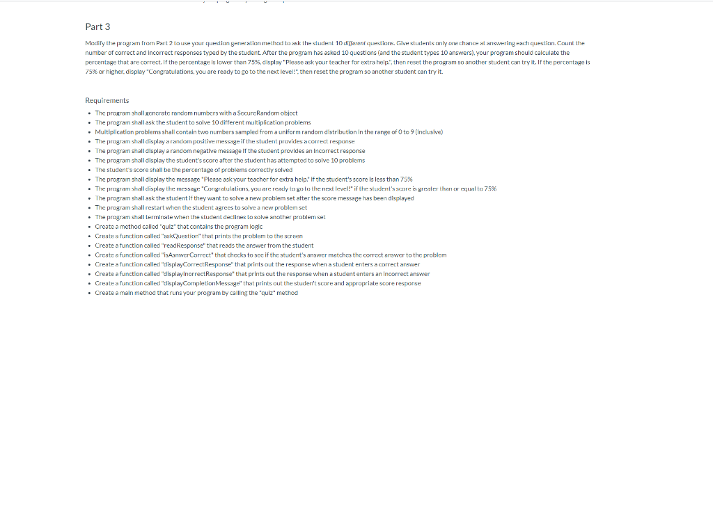  Needs to be done in Java. This is part 3 of
