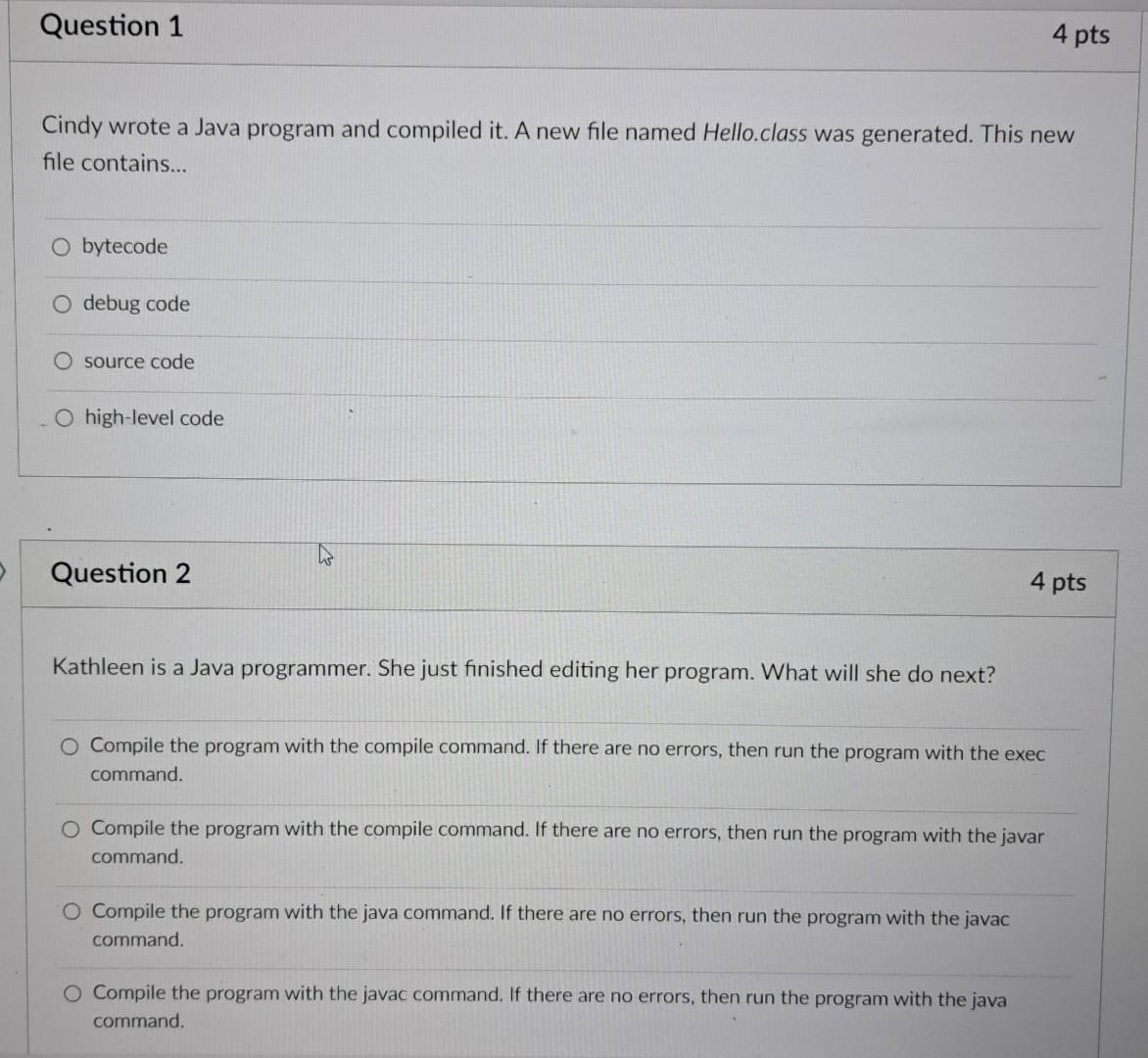  #1-6 Cindy wrote a Java program and compiled it. A new