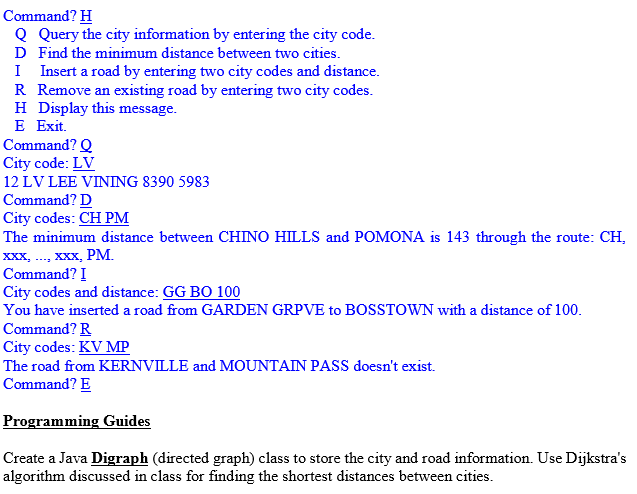graph data structure for a practical application. Task Description Input: Two files
