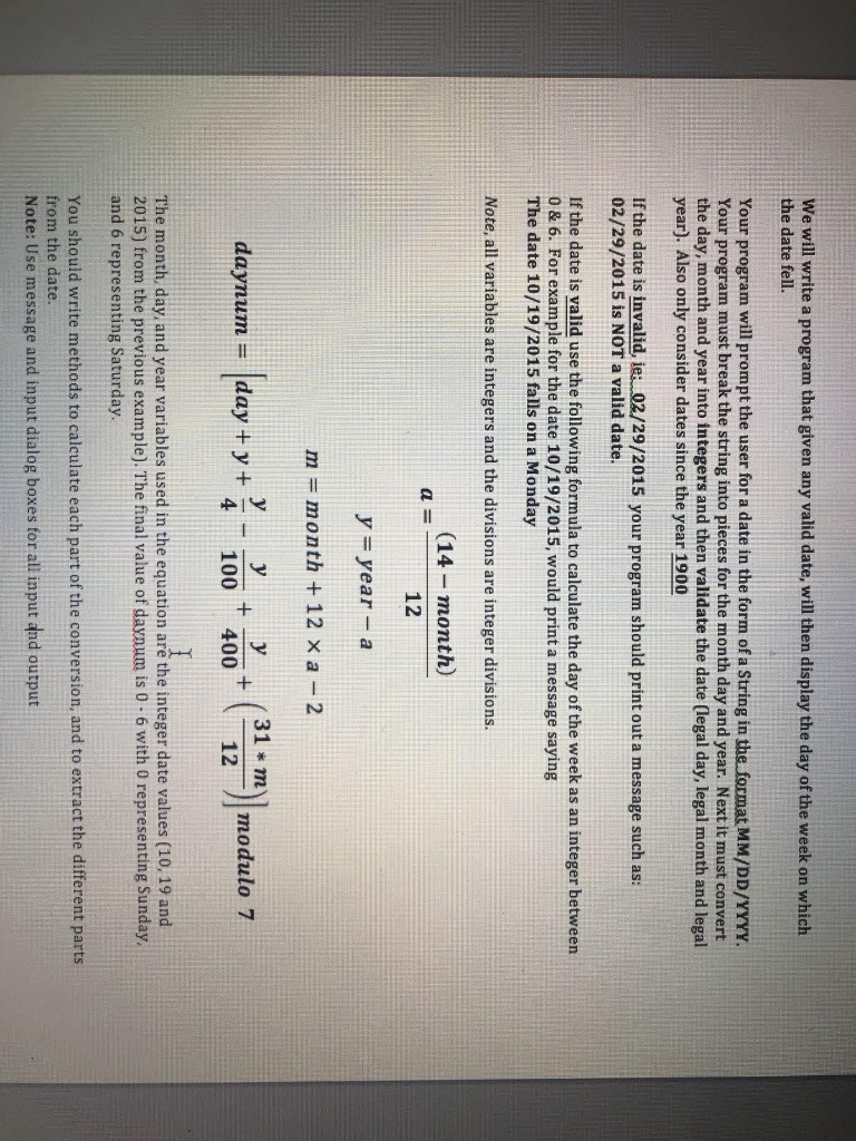  program is java We will write a program that given any