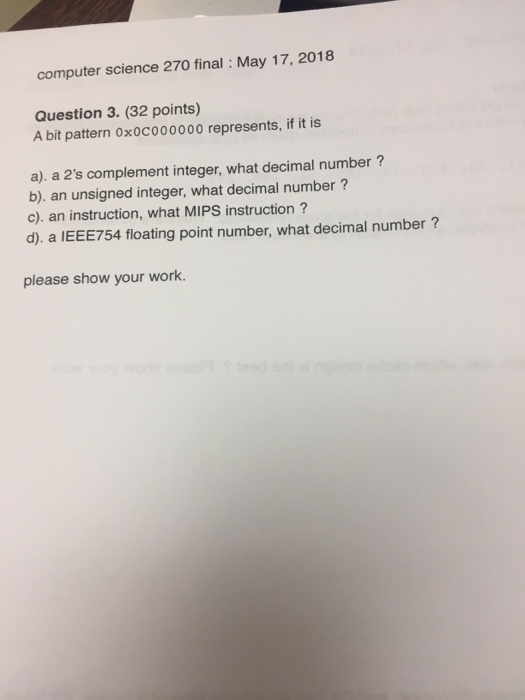  computer science 270 final : May 17, 2018 Question 3. (32