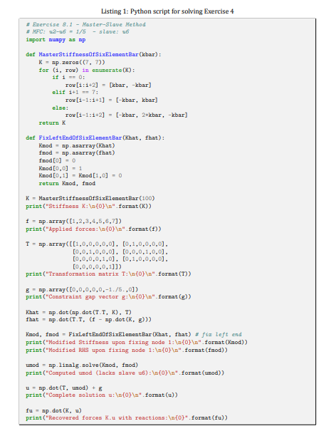 for (i, row) in enumerate(K): if i == 0: row[i:i+2] = [kbar,