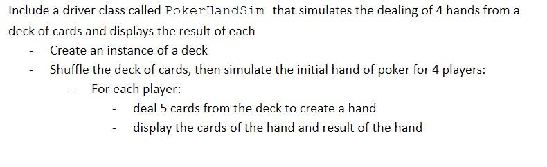+ Card(...) + ToString() Deck Hand + Deck() - CreateCards ) +