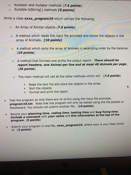 to give students exposure to object oriented design and programming using classes