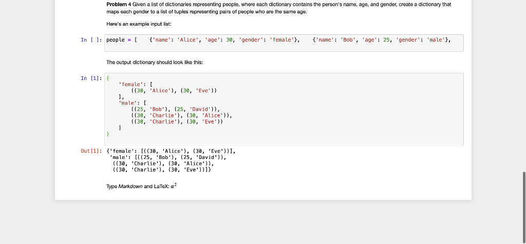 python Problem 4 Given a list of dictionaries representing people, where
