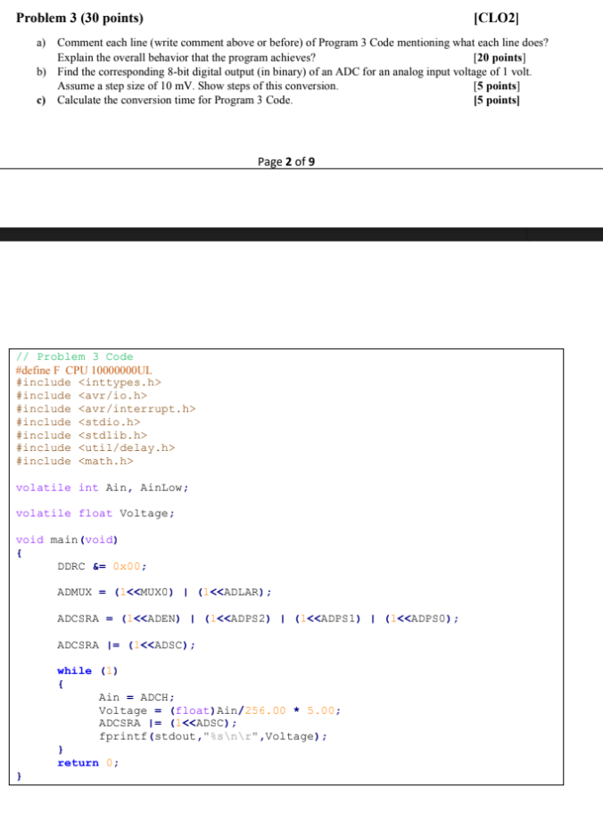  please solve it hurry Problem 3 (30 points) [CLO2) a) Comment