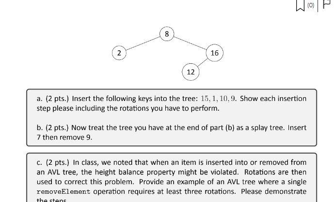 Consider the tree below where the numbers indicate the keys of the