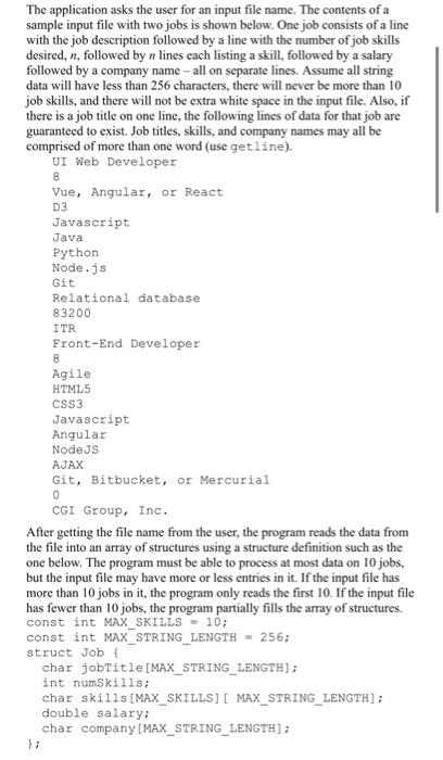  The application asks the user for an input file name. The