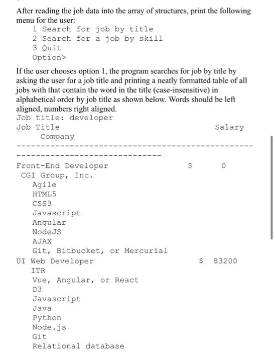 contents of a sample input file with two jobs is shown below.