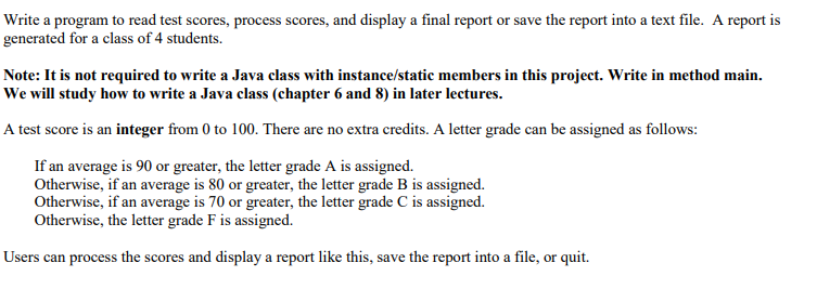 Must be done using Arrays - Sample Output must be shown as