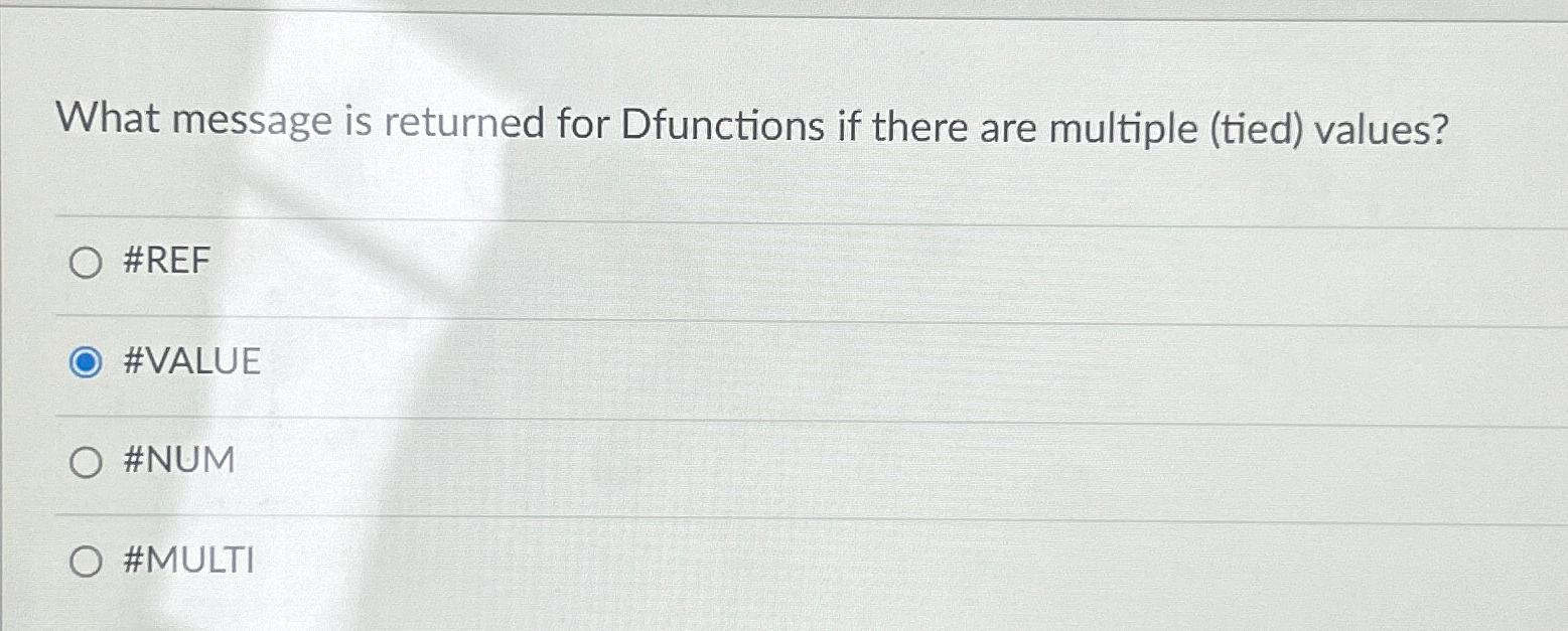  What message is returned for Dfunctions if there are multiple (tied)