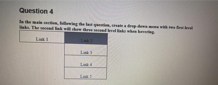 b) The three sections contents (header, main and footer) must be full-width