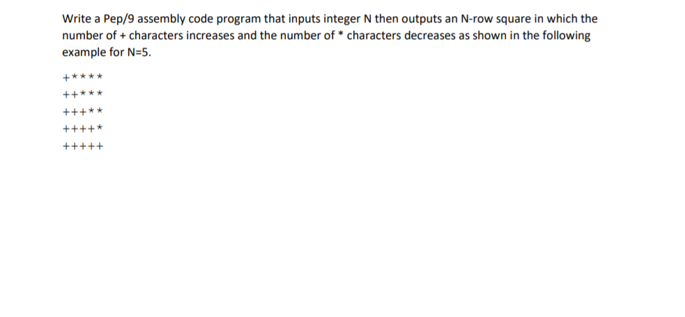 Pep/9 Assembly Language Question: Write a Pep/9 assembly code program that inputs