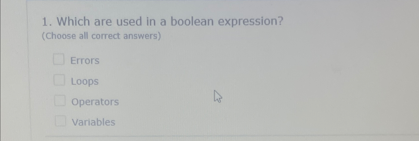  Which are used in a boolean expression? (Choose all correct answers)