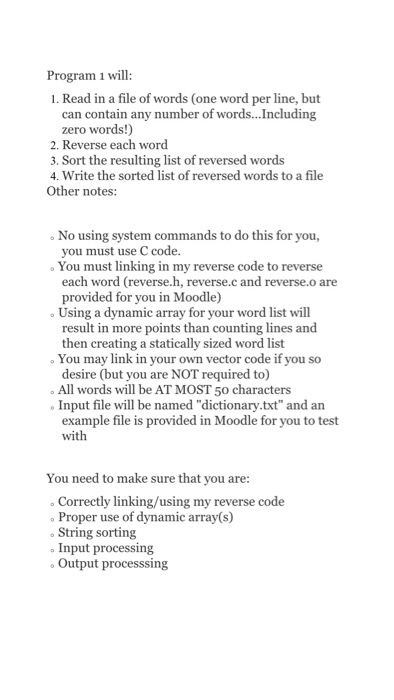  I need help programming this assignment in C . Thank you