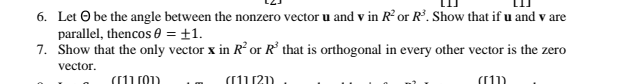  6. Let be the angle between the nonzero vector u and