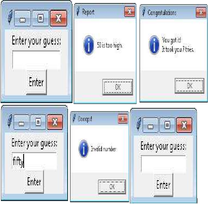 [Python]Write a GUI class Game that implements a number guessing game. The