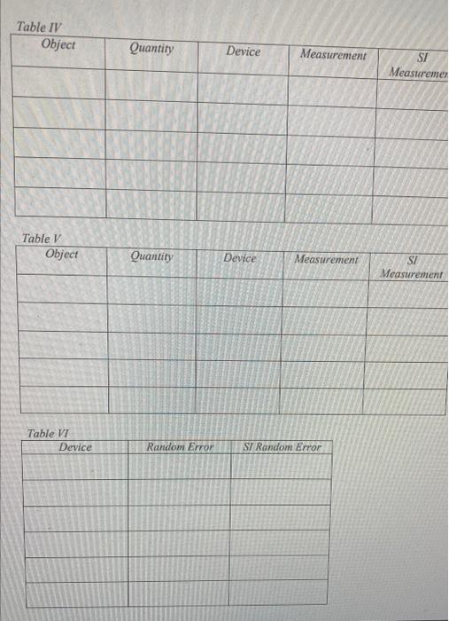 Measurement Table 1 2 Object 3 Arrow 4 Cube Side Length 5